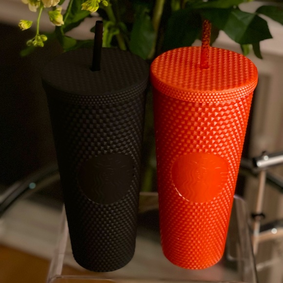 🎃NEW HALLOWEEN SET STARBUCKS 2022 Orange Bling & 2020 Black Venti Tumblers, NWT - Picture 3 of 15